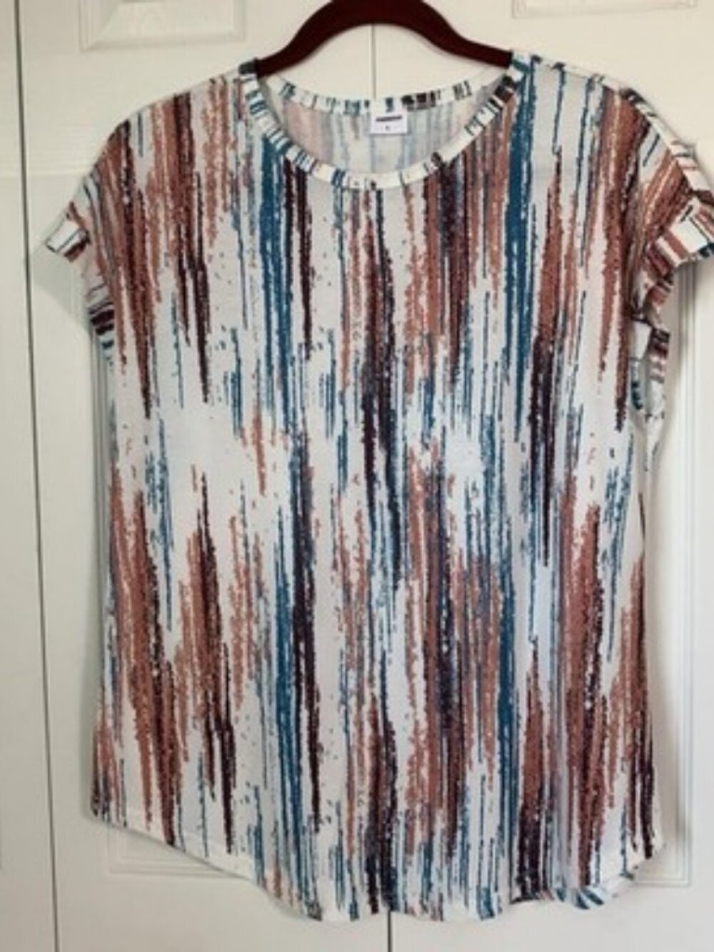 XIEERDUO Women's L Multicolor Stripe Short Sleeve Crew Neck T-Shirt